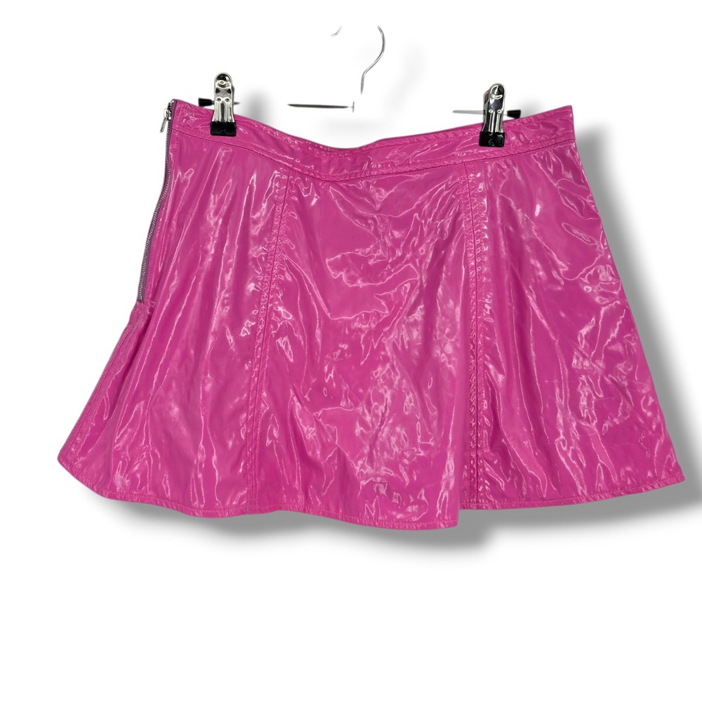 TCEC Womens Bubblegum Pink Patent Faux Leather Skort Mini Skirt CS3526 New L